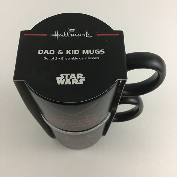 Star Wars Dad & Kid Stacking Mugs Hallmark Darth Vader Coffee Cups Disney New - Picture 2 of 6